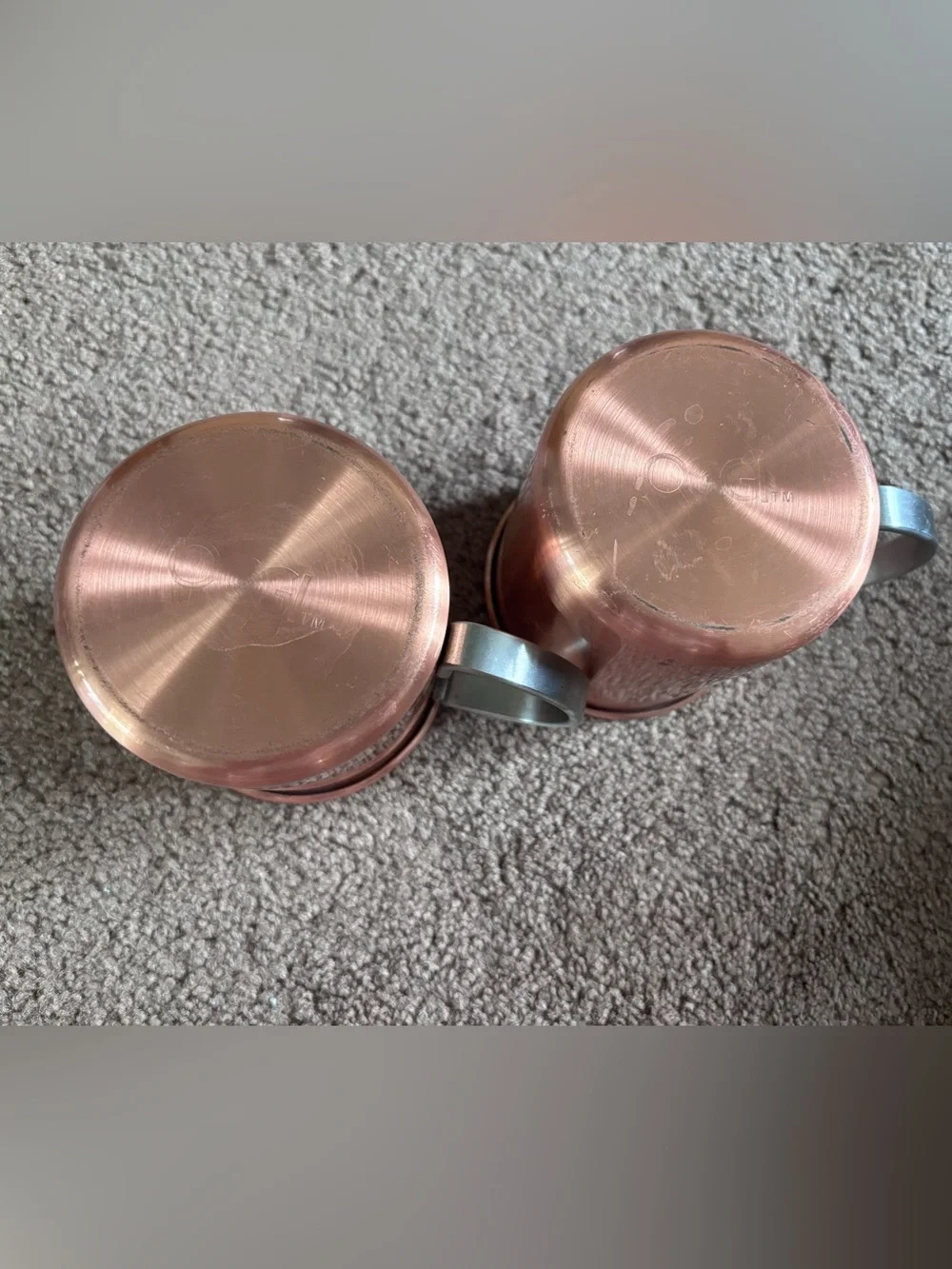 Set of 2 Copper-Tone Stainless Steel Mugs with Silver Handles